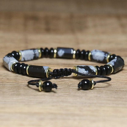 Handmade Snowflake Stone Bracelet Yoga Bracelet for Men & Women  – Adjustable Natural Gemstone Wristwear