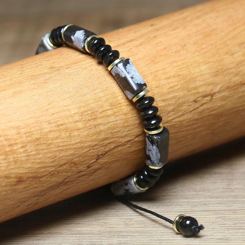 Handmade Snowflake Stone Bracelet Yoga Bracelet for Men & Women  – Adjustable Natural Gemstone Wristwear