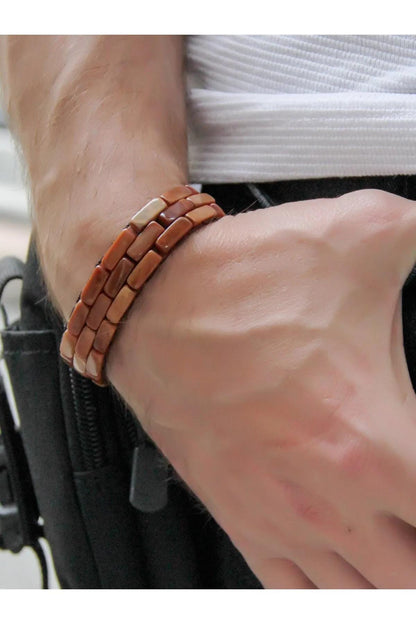Handmade Kuka Wood Bracelet for Men: Rustic Adjustable Wristband