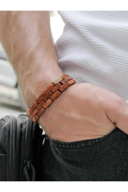 Handmade Kuka Wood Bracelet for Men: Rustic Adjustable Wristband