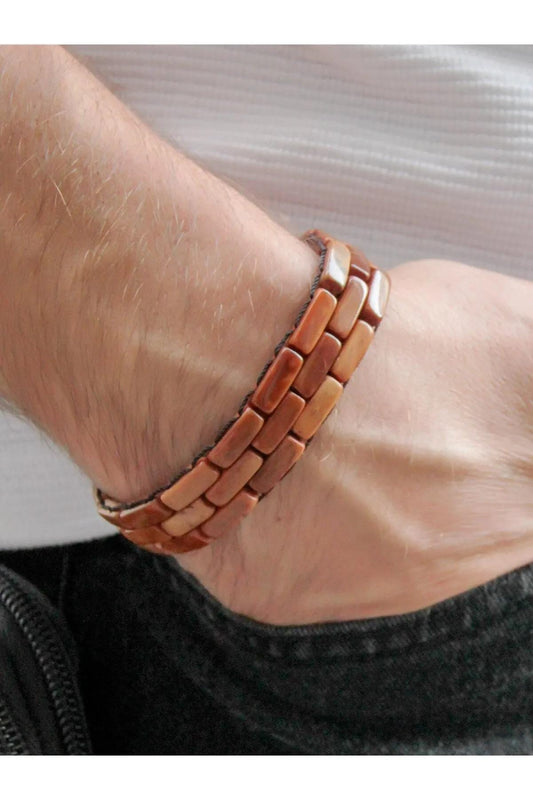 Handmade Kuka Wood Bracelet for Men: Rustic Adjustable Wristband