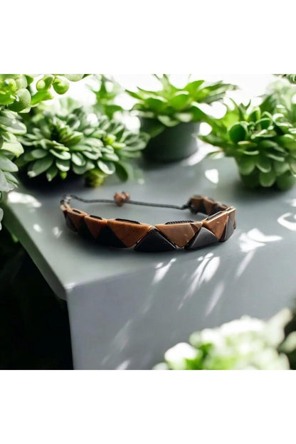 Handmade Triangle Anti-bacterial KUKA Wood Bracelet: Rustic Adjustable Wristband