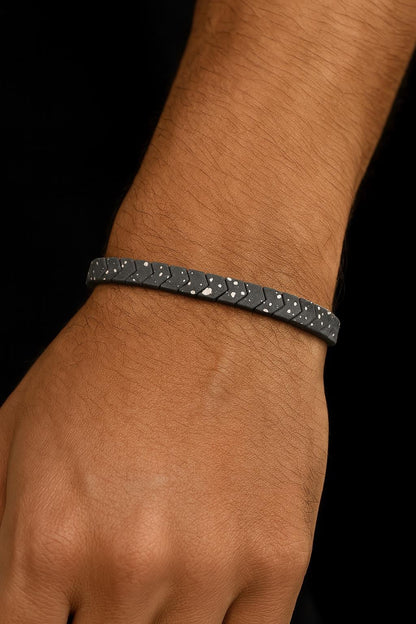 Handcrafted Men Hematite Stone Bracelet, Minimalist Design Bracelet, Positive Energy  Healing Jewelry