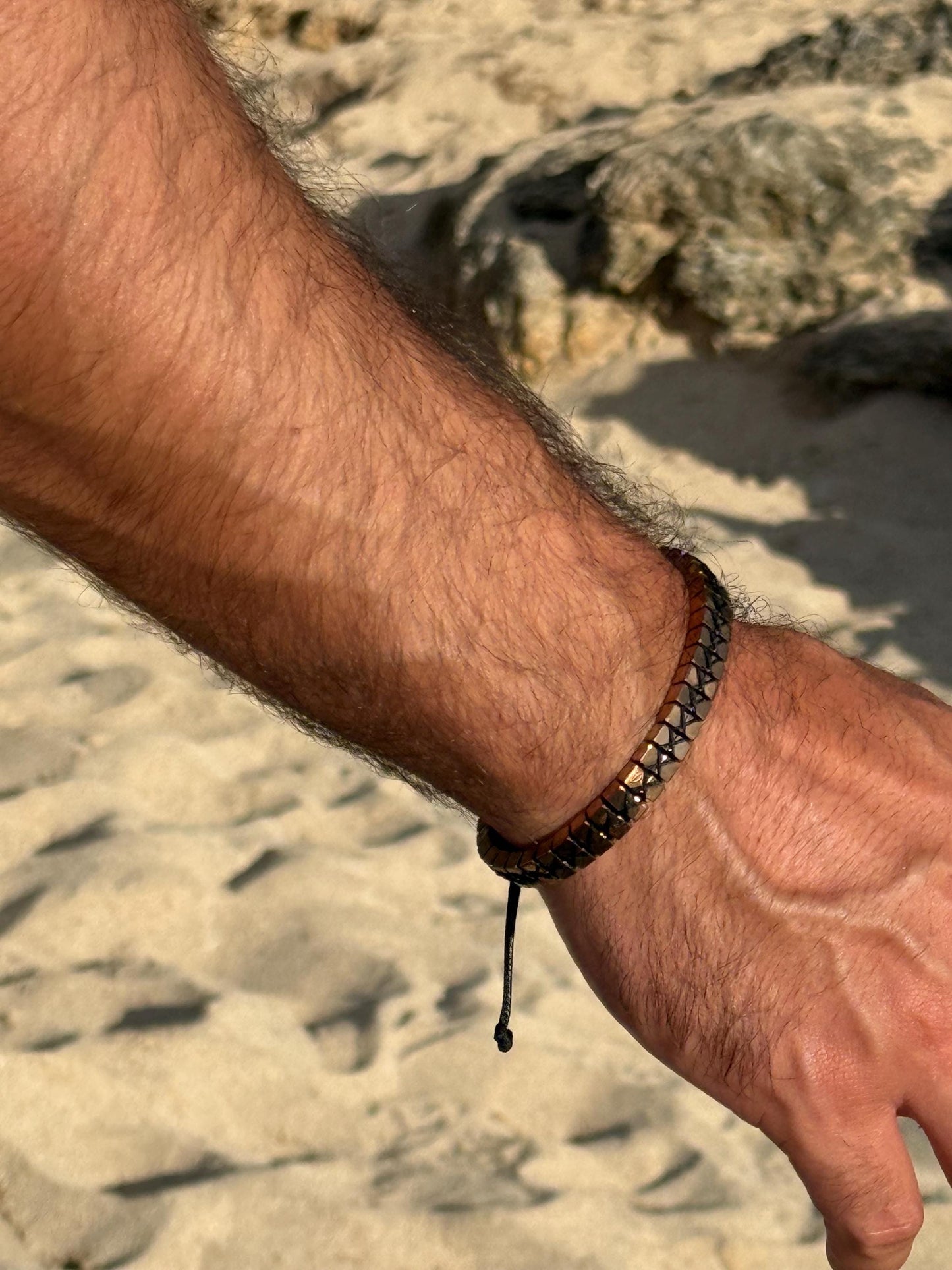 Handcrafted Bronze Natural Stone Bracelet