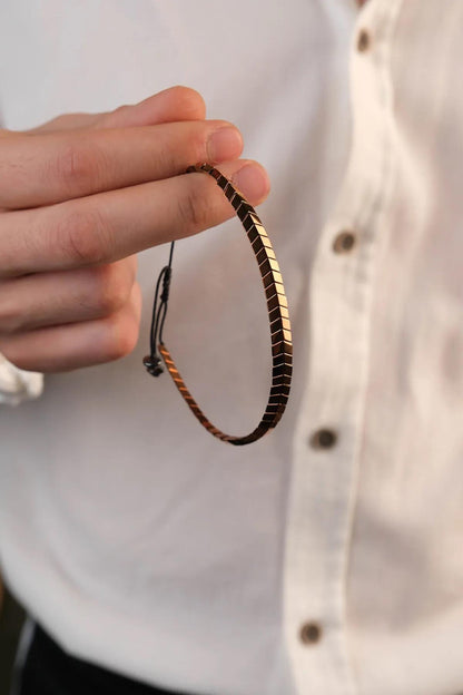 Men's Gold Tone Chevron Bracelet: Minimalist Stackable Style