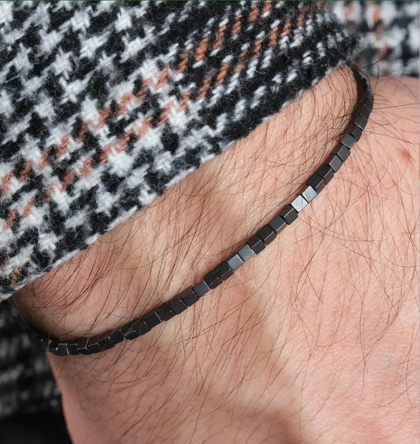 Men's Handmade Gray Hematite Bracelet