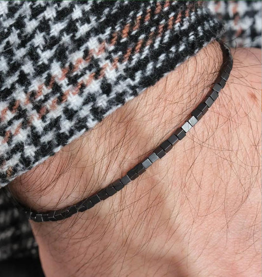 Men's Handmade Gray Hematite Bracelet