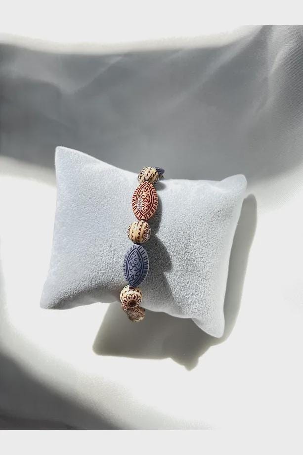 Men's Natural Wood Bead Bracelet: Adjustable Rustic Wristwear
