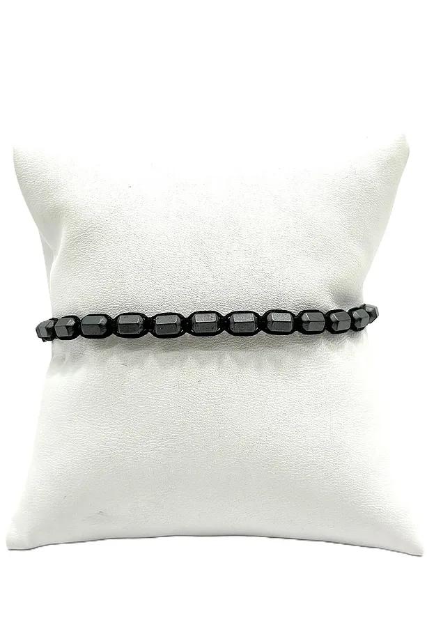 Men’s Black Hematite Bracelet – Handmade Macrame Adjustable Gem Stone Bracelet Gift
