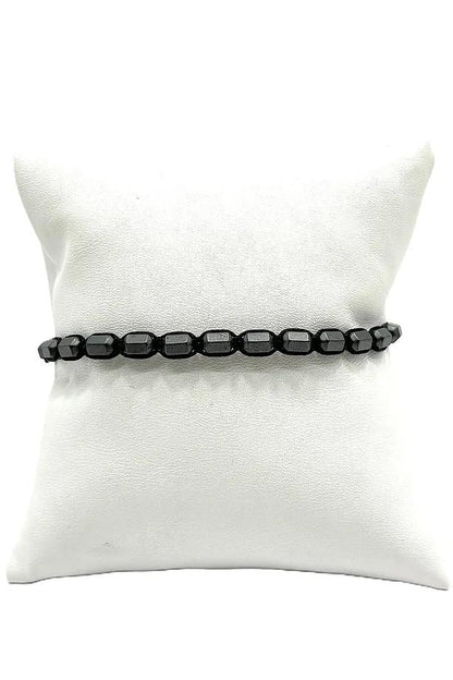 Men’s Black Hematite Bracelet – Handmade Macrame Adjustable Gem Stone Bracelet Gift