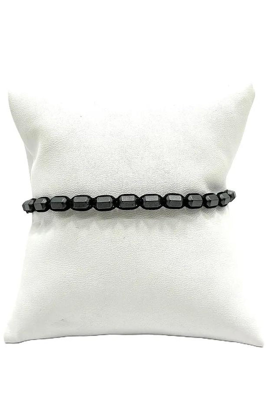 Men’s Black Hematite Bracelet – Handmade Macrame Adjustable Gem Stone Bracelet Gift