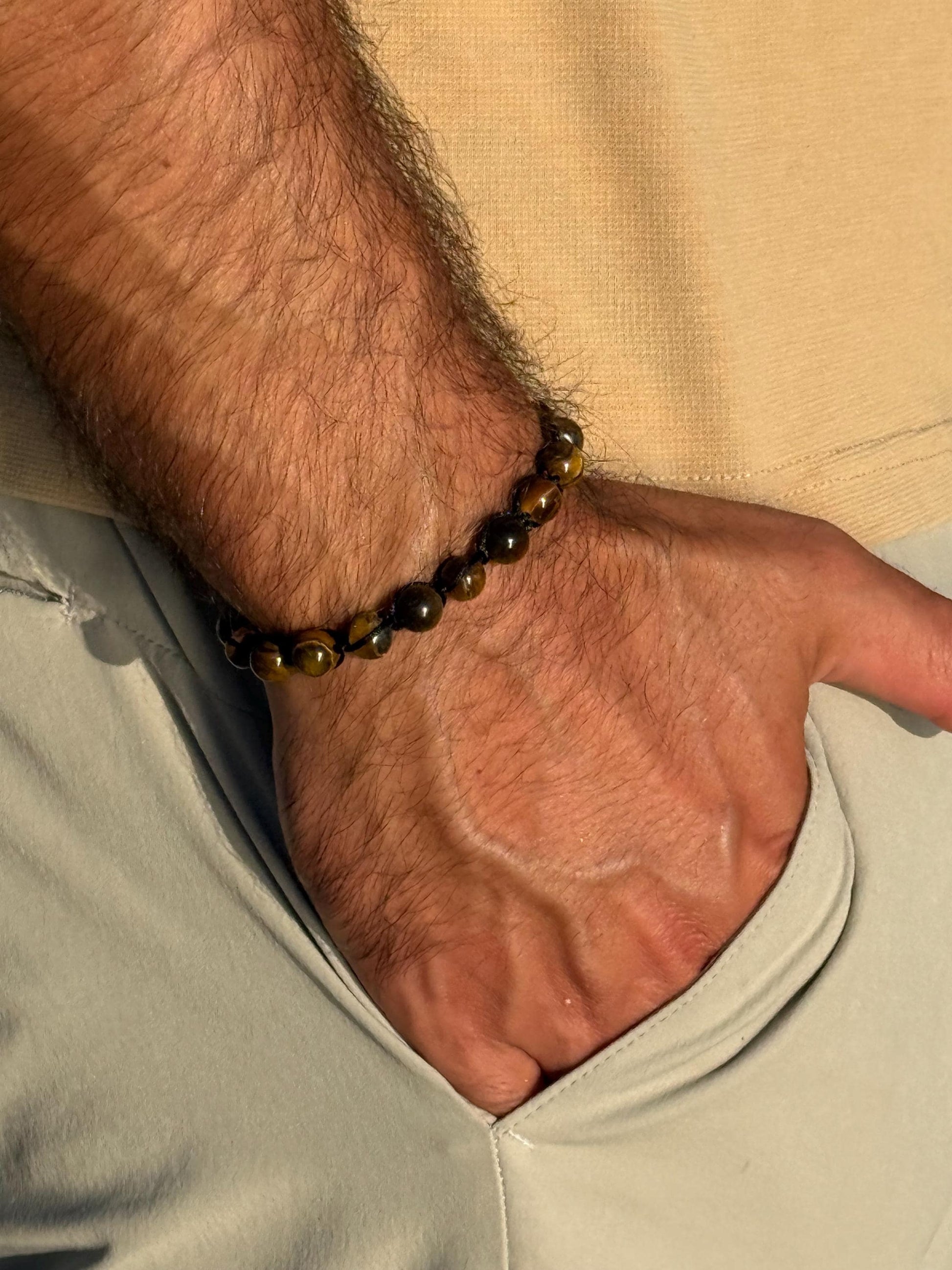 Tiger's Eye Macrame Bracelet: Handmade Adjustable Gemstone Jewelry