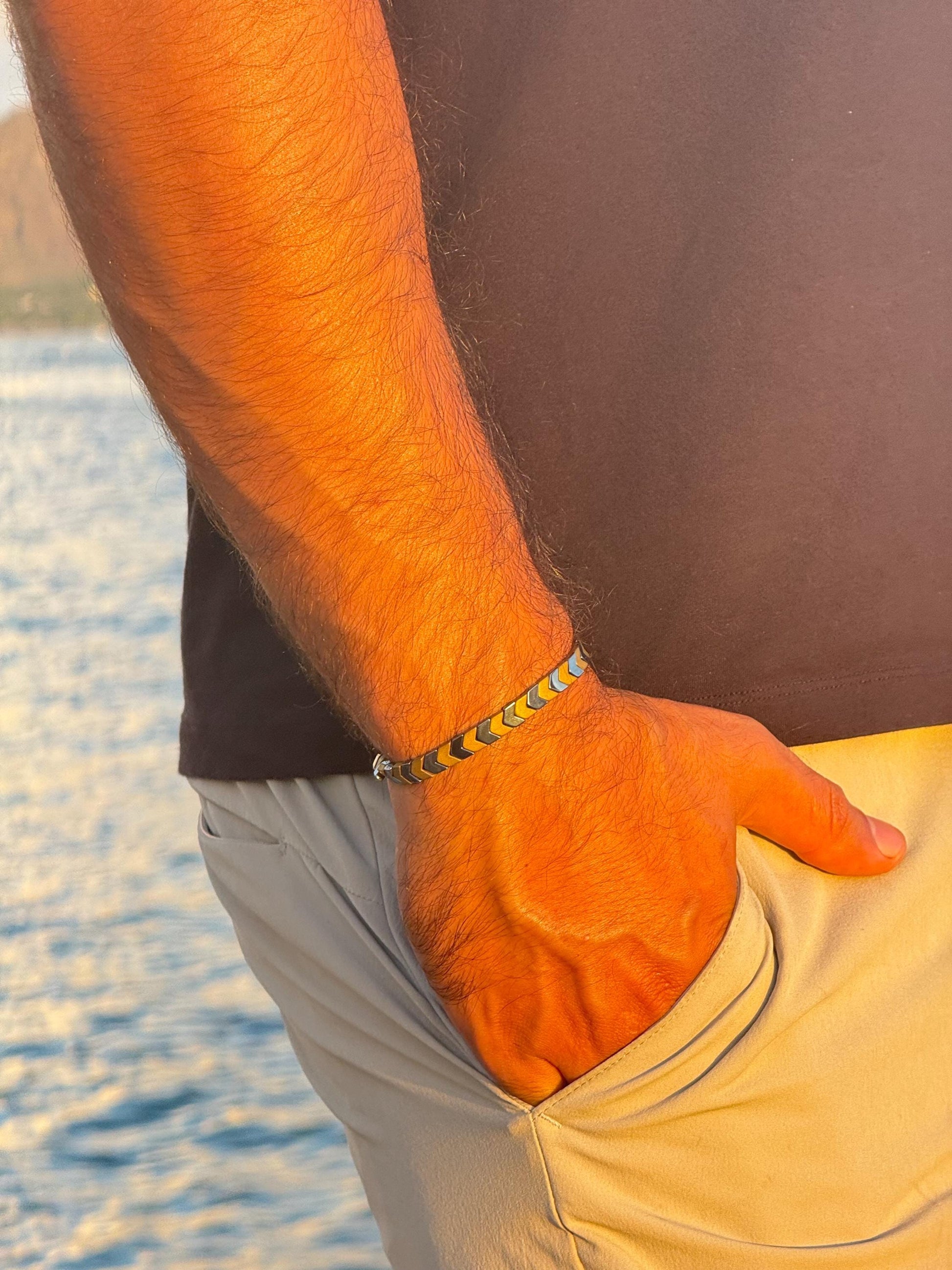 Handcrafted Bronze / Silver Natural Stone Bracelet