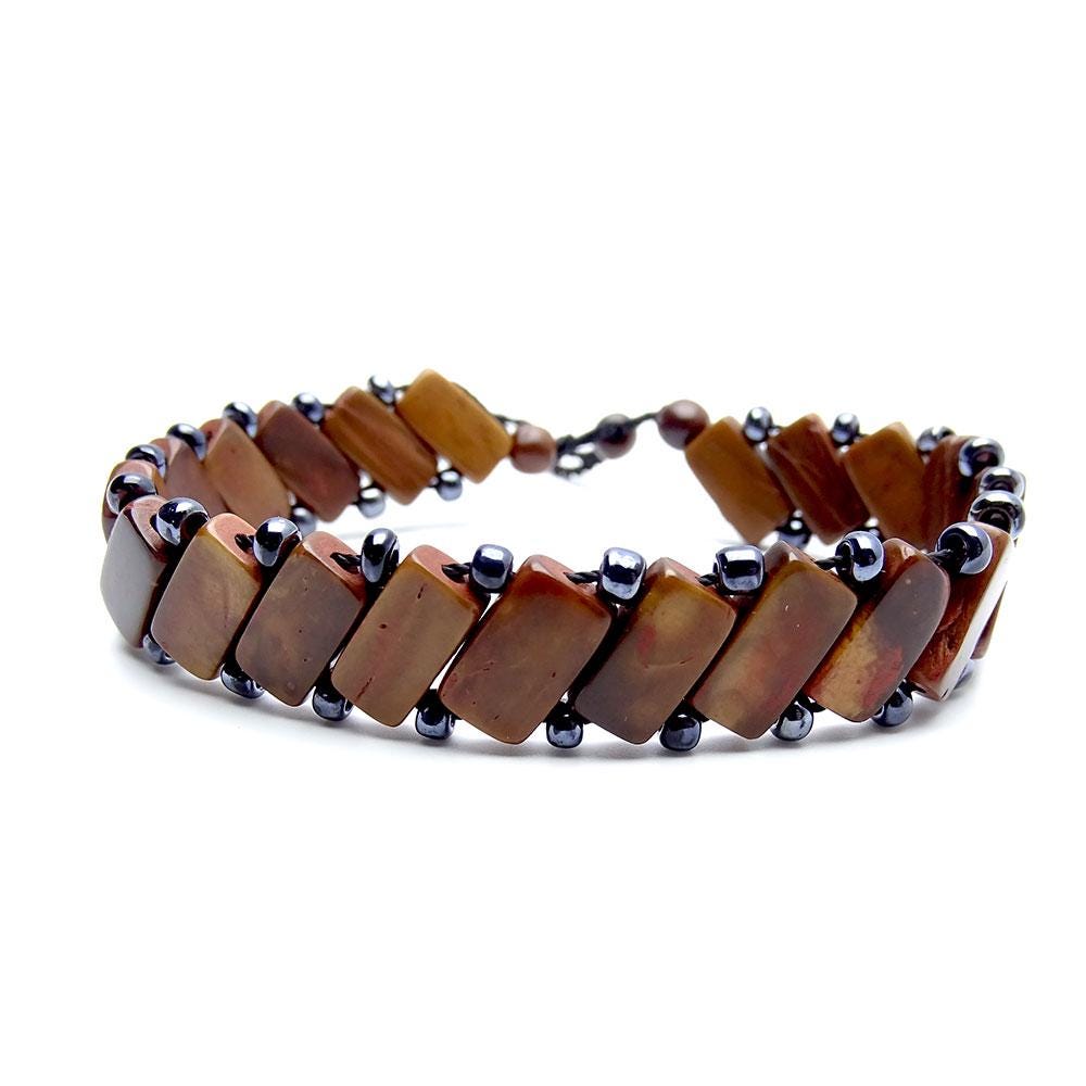 Handmade Kuka Tree Fruit & Hematite Stone Bracelet – Unisex Adjustable