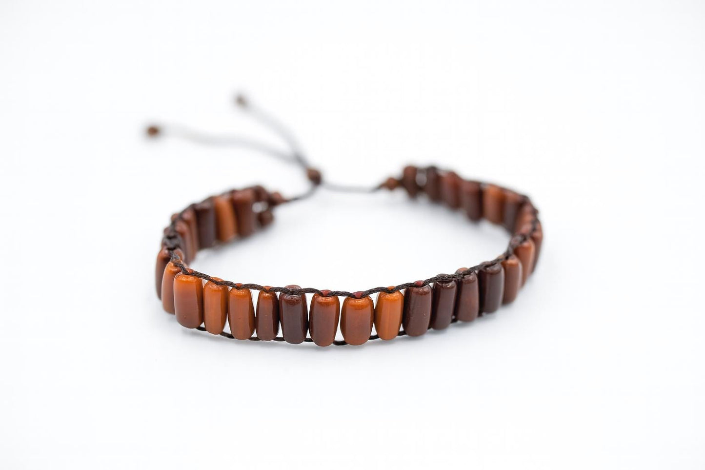 Handcrafted Kuka Wood Bead Bracelet: Rustic Cylinder Wristband