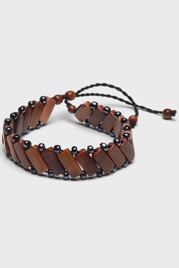 Handmade Kuka Tree Fruit & Hematite Stone Bracelet – Unisex Adjustable