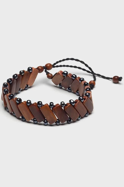 Handmade Kuka Tree Fruit & Hematite Stone Bracelet – Unisex Adjustable