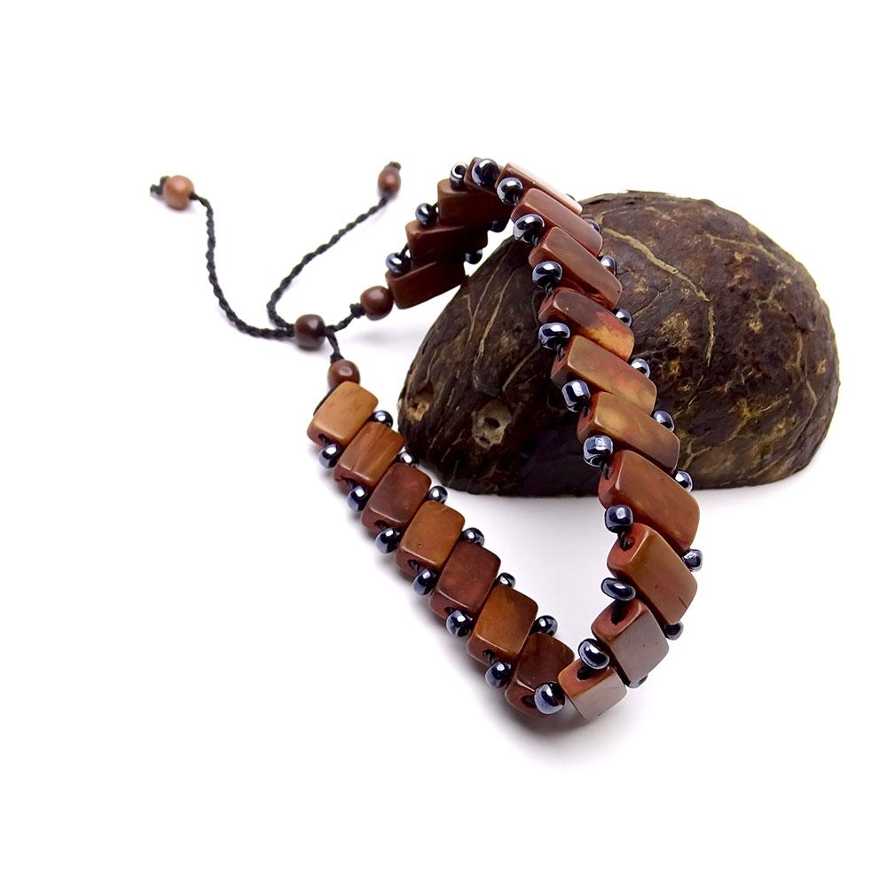 Handmade Kuka Tree Fruit & Hematite Stone Bracelet – Unisex Adjustable