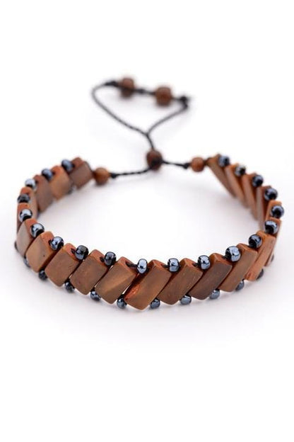 Handmade Kuka Tree Fruit & Hematite Stone Bracelet – Unisex Adjustable
