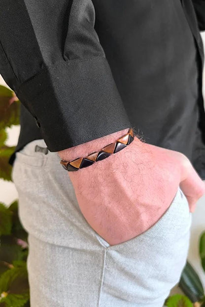 Handmade Triangle Anti-bacterial KUKA Wood Bracelet: Rustic Adjustable Wristband