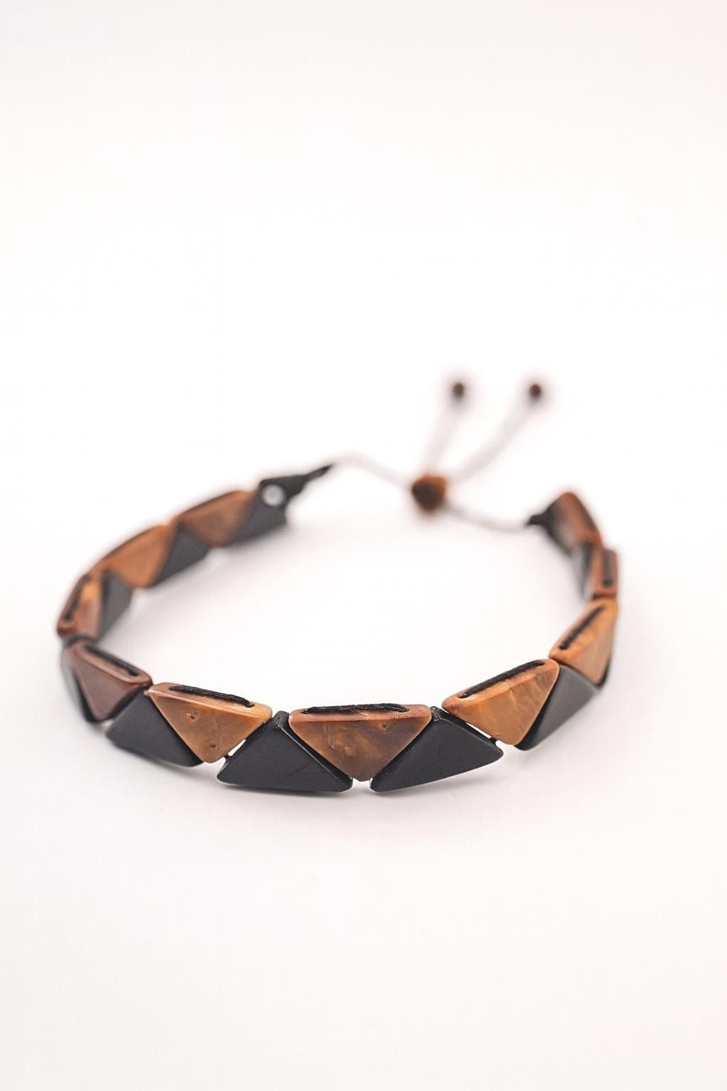 Handmade Triangle Anti-bacterial KUKA Wood Bracelet: Rustic Adjustable Wristband