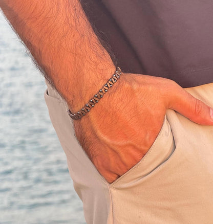 Men's Zigzag Hematite Bracelet - Bronze Magnetic Healing Jewelry