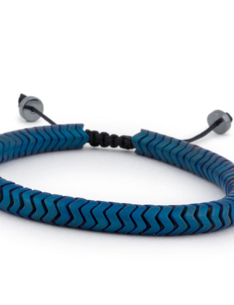 Handmade Matte Blue Hematite Bracelet - Adjustable Gemstone Jewelry