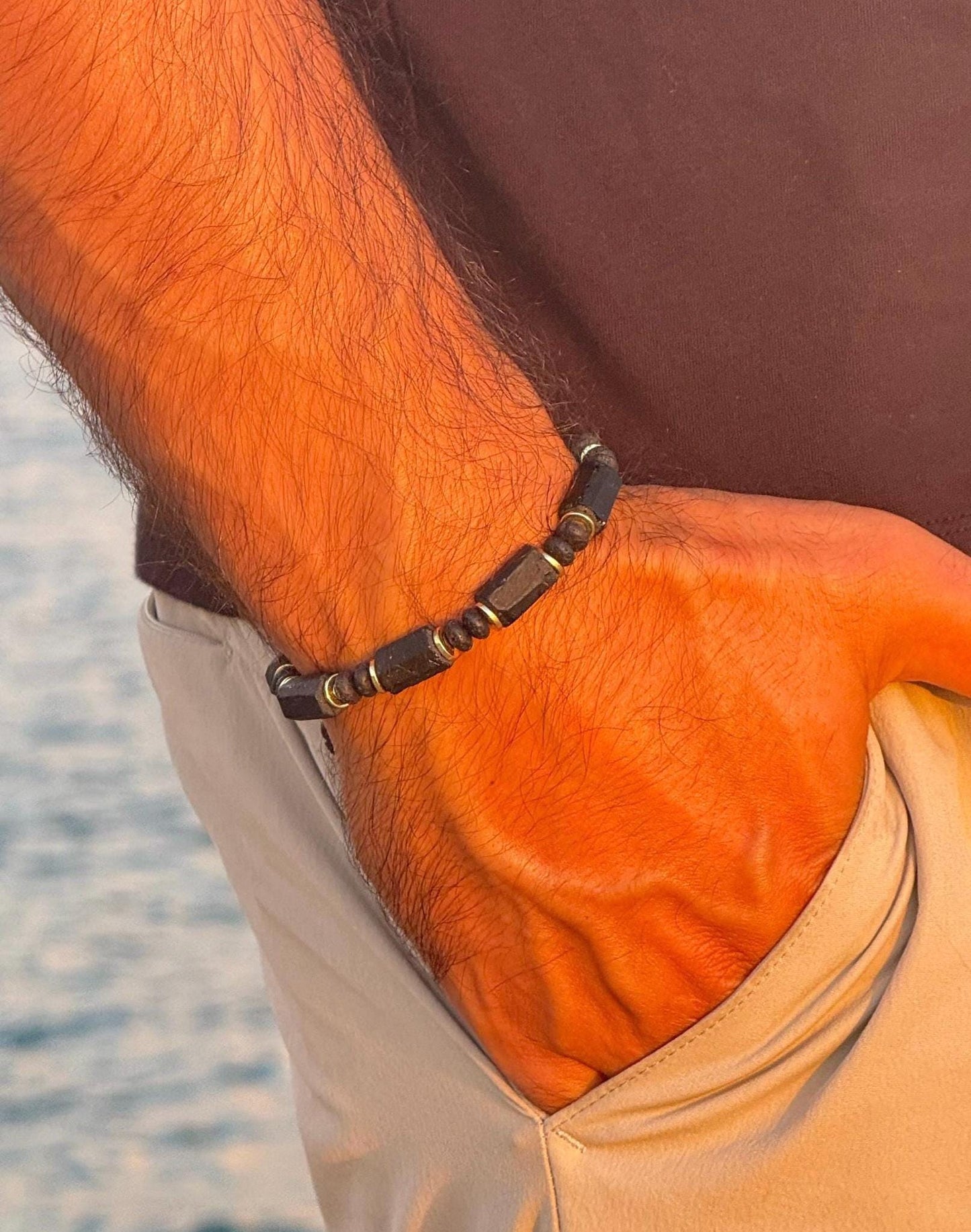 Handcrafted Lava Stone Bracelet for Stylish Men - As He Desire