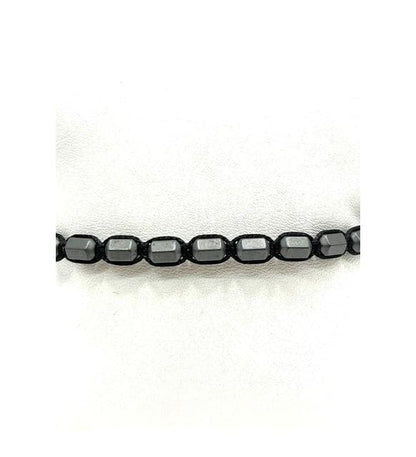 Men's Matte Hematite Bracelet: Adjustable Macrame Wristwear with Leather Pouch