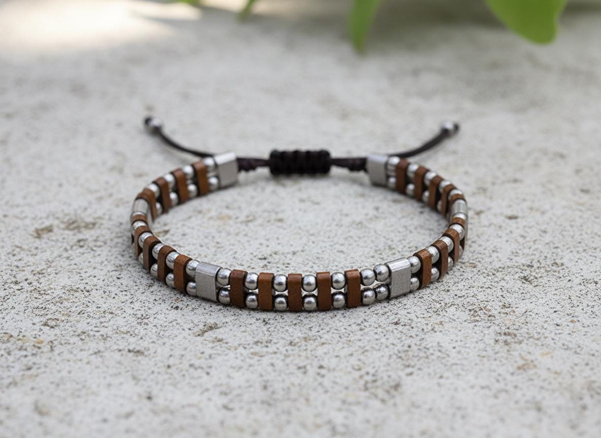 Handcrafted Bronze Natural Stone Bracelet