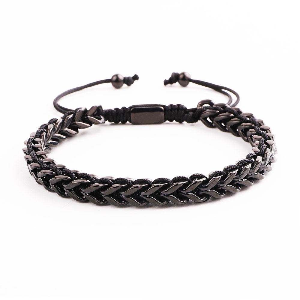 Stainless Steel Chain Cord Braided Macrame Bracelets for Men