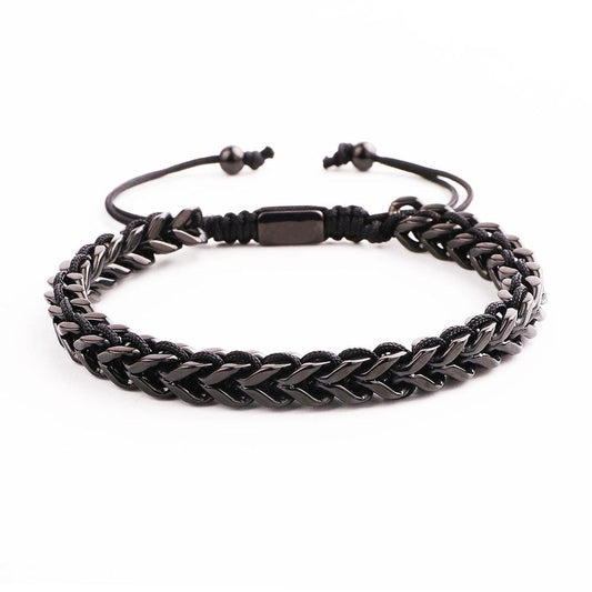 Stainless Steel Chain Cord Braided Macrame Bracelets for Men