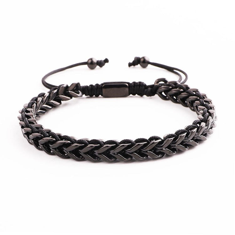 Stainless Steel Chain Cord Braided Macrame Bracelets for Men