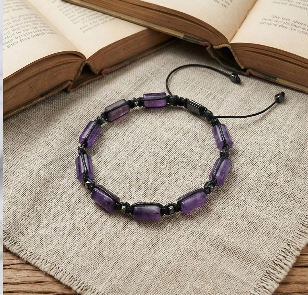 Handmade Amethyst Bracelet with Hematite